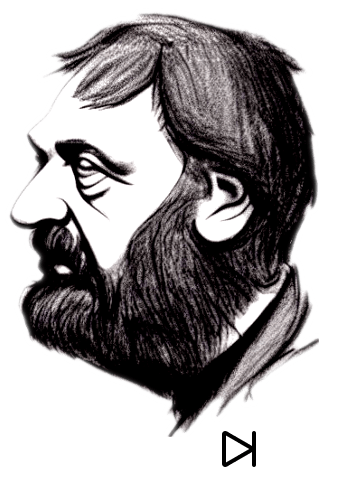 a drawing of Slavoj Zizek